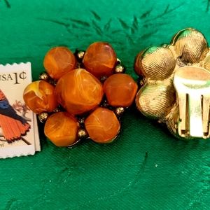 Vintage Cluster Clip on Kramer Earrings